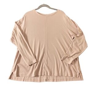 J. JILL Womens XL Perfect Pima High Low Long Sleeve Round Neck Tee Light‎ Pink
